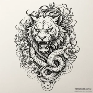 Lion gaze piercing shadows, concept art for t... - эскиз тату (№1750610700_0, 22.06.2025 16:45) — Tatufoto.com