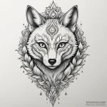 Fox wearing a kitsune mask, with glitching di… — эскиз тату (№1750610887_1, 22.06.2025 16:48) — Tatufoto.com