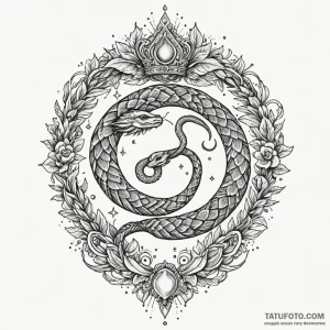 Ivory serpent crowned with starlight, tattoo... - эскиз тату (№1750611875_1, 22.06.2025 17:04) — Tatufoto.com
