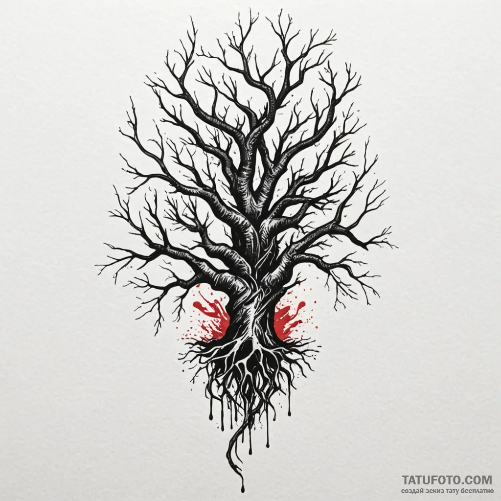 Dark spirit entwining roots, tattoo drawing o... - эскиз тату (№1750611972_1, 22.06.2025 17:06) — Tatufoto.com