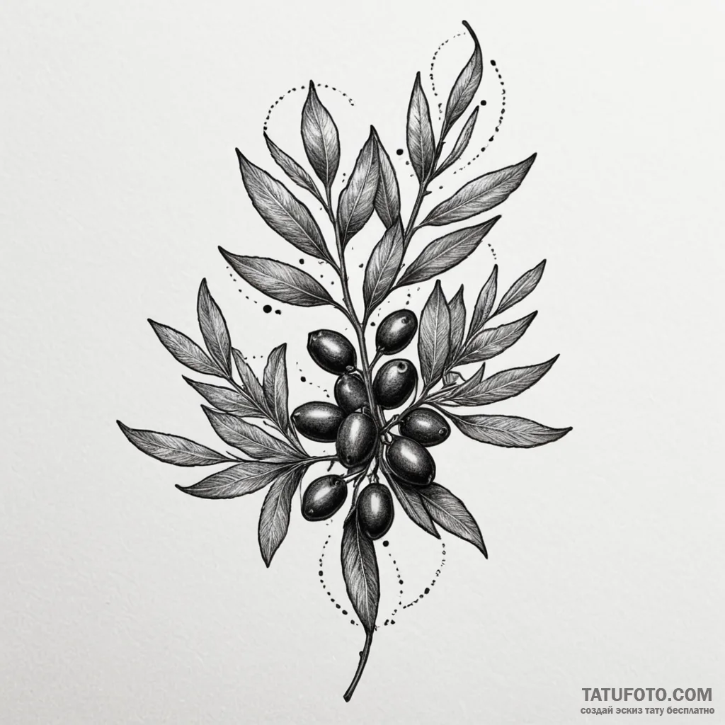 Olive branch, tattoo sketch design, soft whip... - эскиз тату (№1750612924_0, 22.06.2025 17:22) — Tatufoto.com