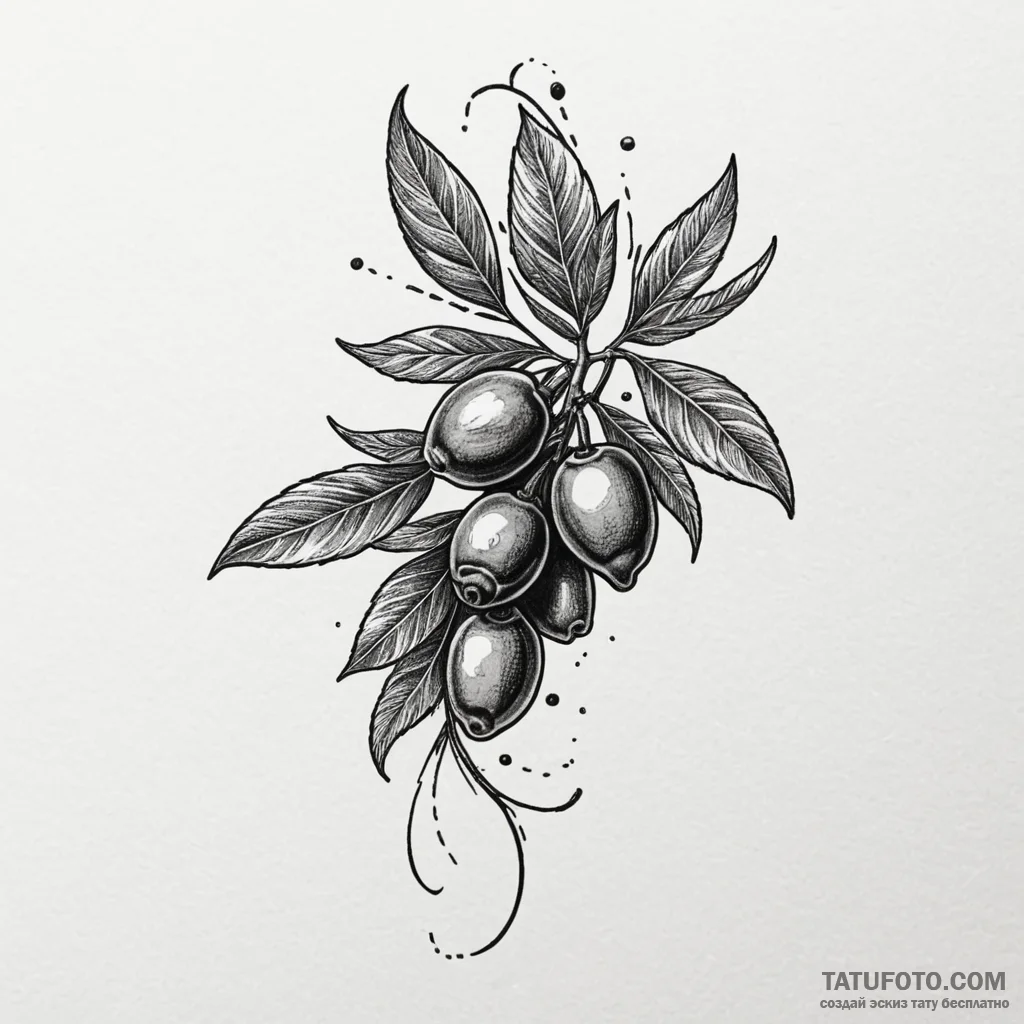 Olive branch, tattoo sketch design, soft whip... - эскиз тату (№1750612924_1, 22.06.2025 17:22) — Tatufoto.com