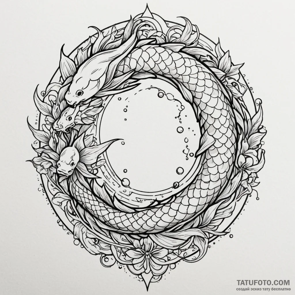 Koi serpent beneath celestial rift, tattoo sk... - эскиз тату (№1750613023_0, 22.06.2025 17:23) — Tatufoto.com