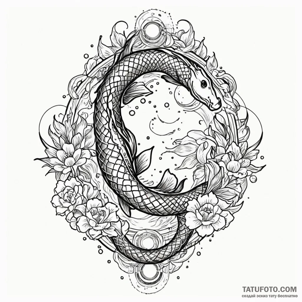 Koi serpent beneath celestial rift, tattoo sk... - эскиз тату (№1750613023_1, 22.06.2025 17:23) — Tatufoto.com