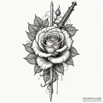 Dagger in skeletal rose, artistic tattoo sket… — эскиз тату (№1750613116_0, 22.06.2025 17:25) — Tatufoto.com