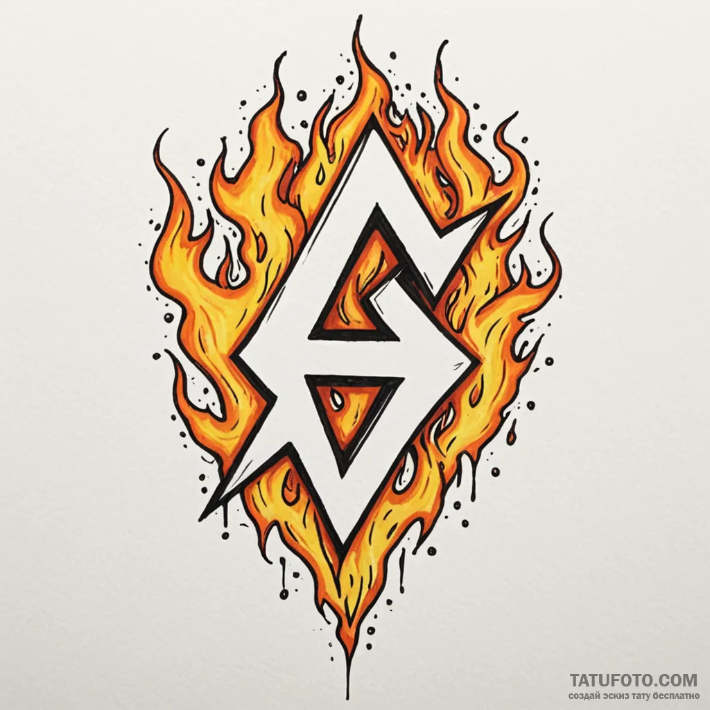 Xenon flame devouring rune, tattoo sketch des... - эскиз тату (№1750613734_0, 22.06.2025 17:35) — Tatufoto.com