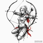 Elven archer, concept art for tattoo, trash p… — эскиз тату (№1750613822_0, 22.06.2025 17:37) — Tatufoto.com