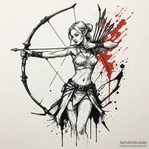 Elven archer, concept art for tattoo, trash p... - эскиз тату (№1750613822_1, 22.06.2025 17:37) — Tatufoto.com