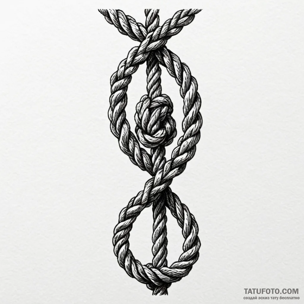 Knotted, nautical rope forming a noose, ink i... - эскиз тату (№1750614020_0, 22.06.2025 17:40) — Tatufoto.com