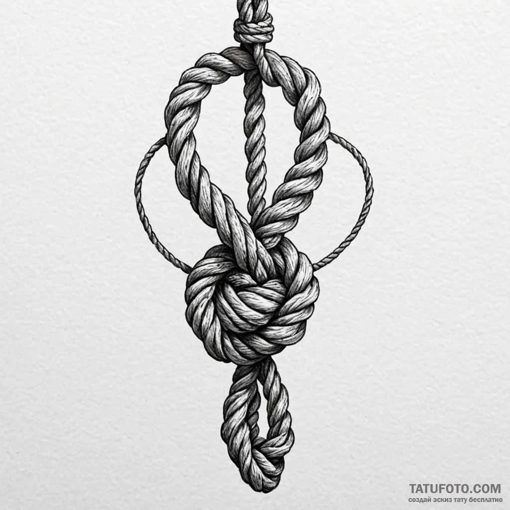 Knotted, nautical rope forming a noose, ink i... - эскиз тату (№1750614020_1, 22.06.2025 17:40) — Tatufoto.com