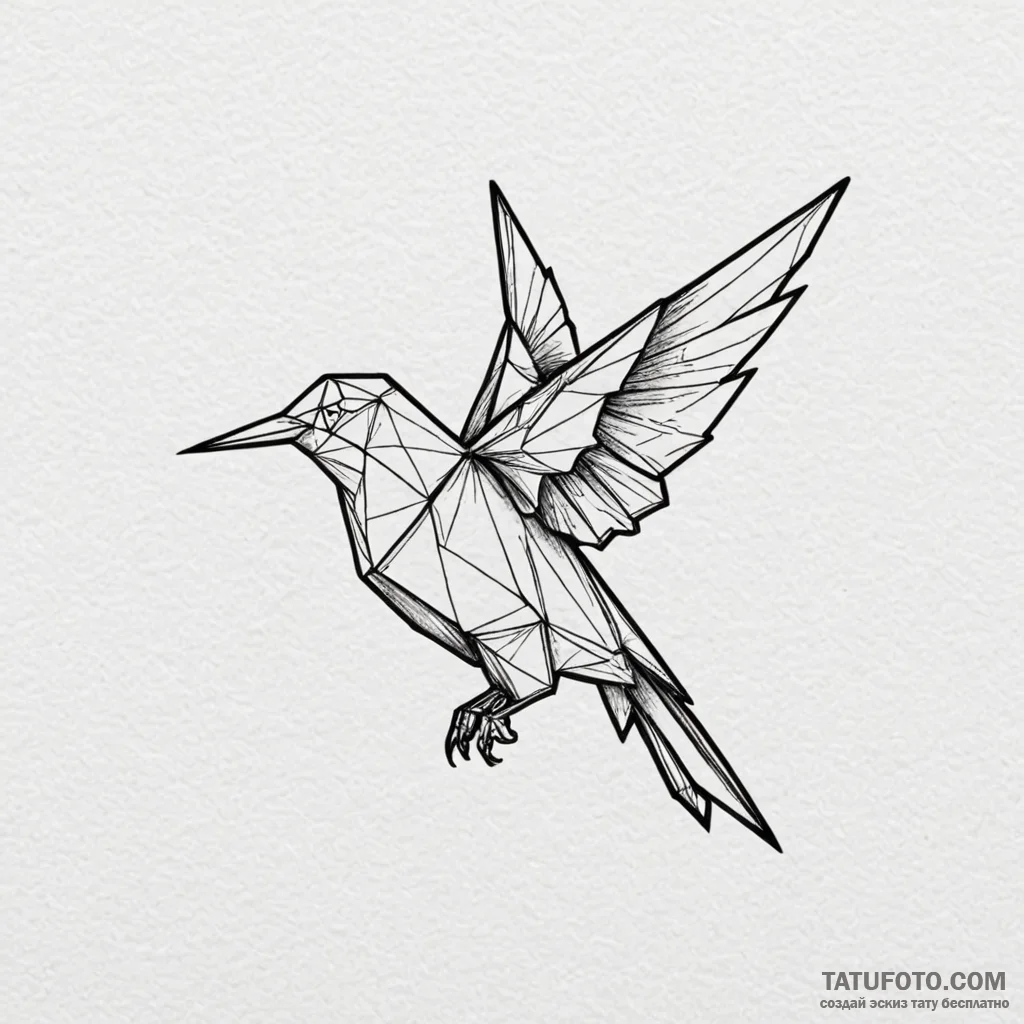 Origami bird made from a page of a technical... - эскиз тату (№1750614733_0, 22.06.2025 17:52) — Tatufoto.com