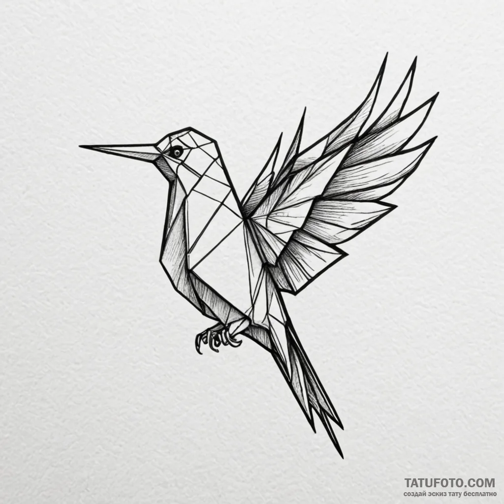Origami bird made from a page of a technical... - эскиз тату (№1750614733_1, 22.06.2025 17:52) — Tatufoto.com