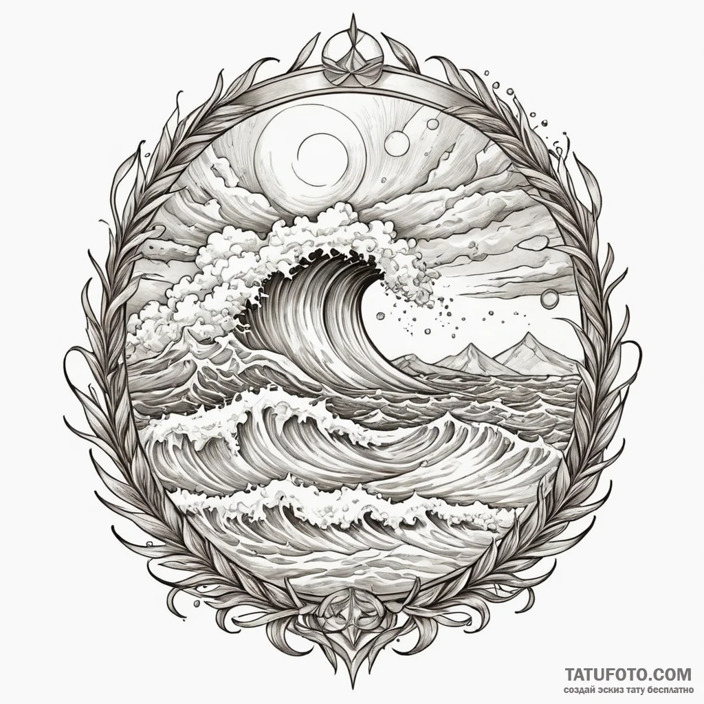 Opal tide surging beneath storm, artistic tat... - эскиз тату (№1750615456_0, 22.06.2025 18:04) — Tatufoto.com