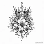 Dark petals falling from crown, tattoo line a… — эскиз тату (№1750615556_0, 22.06.2025 18:05) — Tatufoto.com