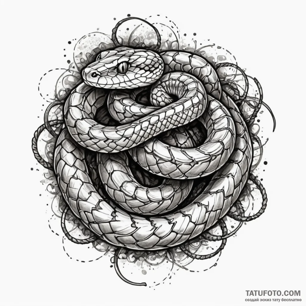 Viper snake, coiled and ready to strike, tatt... - эскиз тату (№1750616541_0, 22.06.2025 18:22) — Tatufoto.com