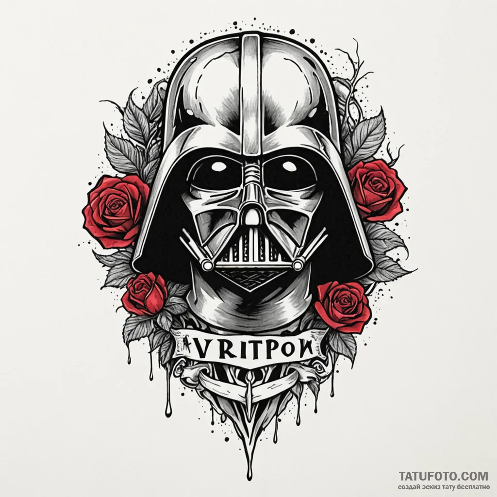 Darth vader's helmet, cracked to reveal a gli... - эскиз тату (№1750616727_0, 22.06.2025 18:25) — Tatufoto.com