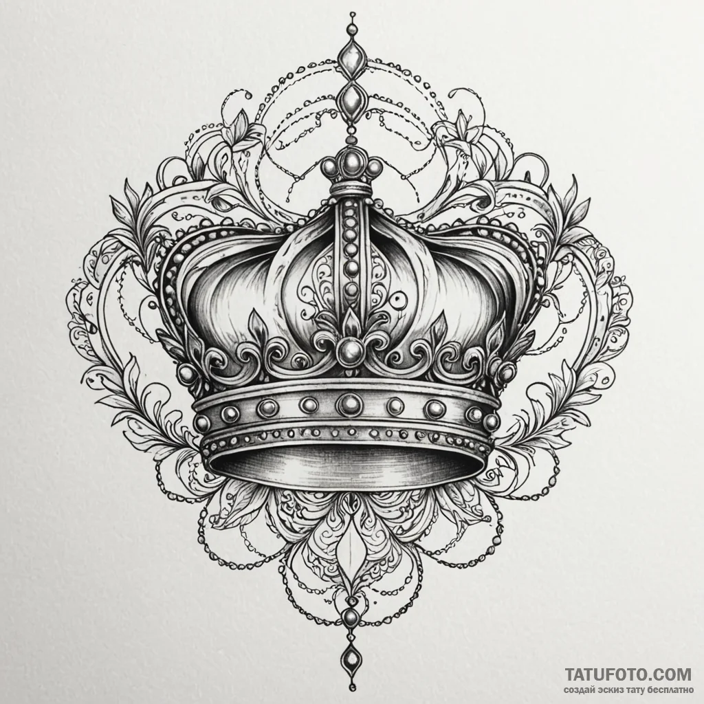 Doodle of a crown, hand-drawn style, tattoo d... - эскиз тату (№1750617541_0, 22.06.2025 18:39) — Tatufoto.com