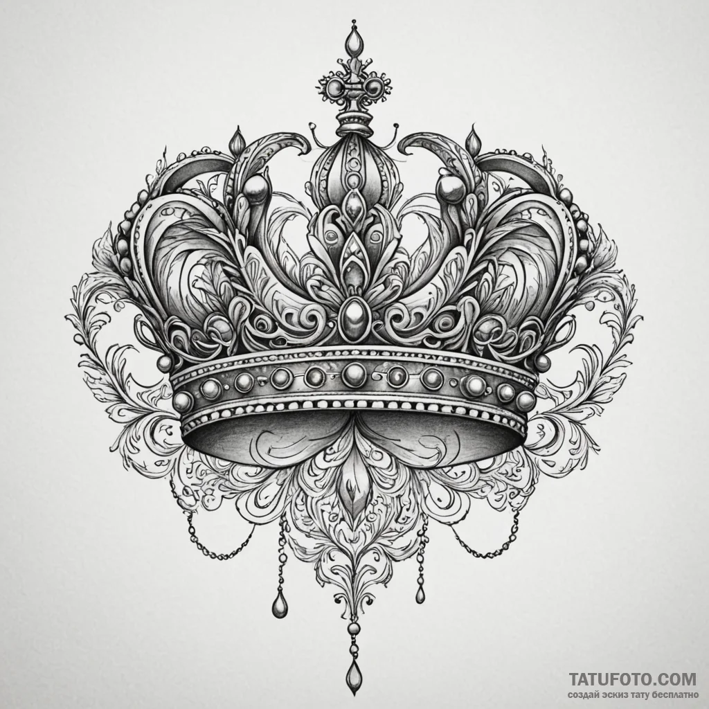 Doodle of a crown, hand-drawn style, tattoo d... - эскиз тату (№1750617541_1, 22.06.2025 18:39) — Tatufoto.com
