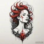 Dark phoenix rising from ruin, tattoo line ar… — эскиз тату (№1750617629_0, 22.06.2025 18:40) — Tatufoto.com