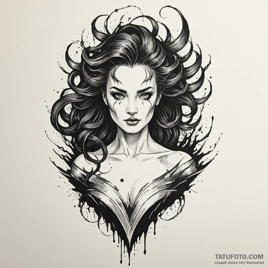 Dark phoenix rising from ruin, tattoo line ar... - эскиз тату (№1750617629_1, 22.06.2025 18:40) — Tatufoto.com