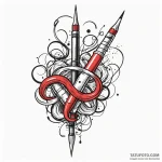 A sewing needle and thread, tattoo flash shee… — эскиз тату (№1750619216_0, 22.06.2025 19:06) — Tatufoto.com