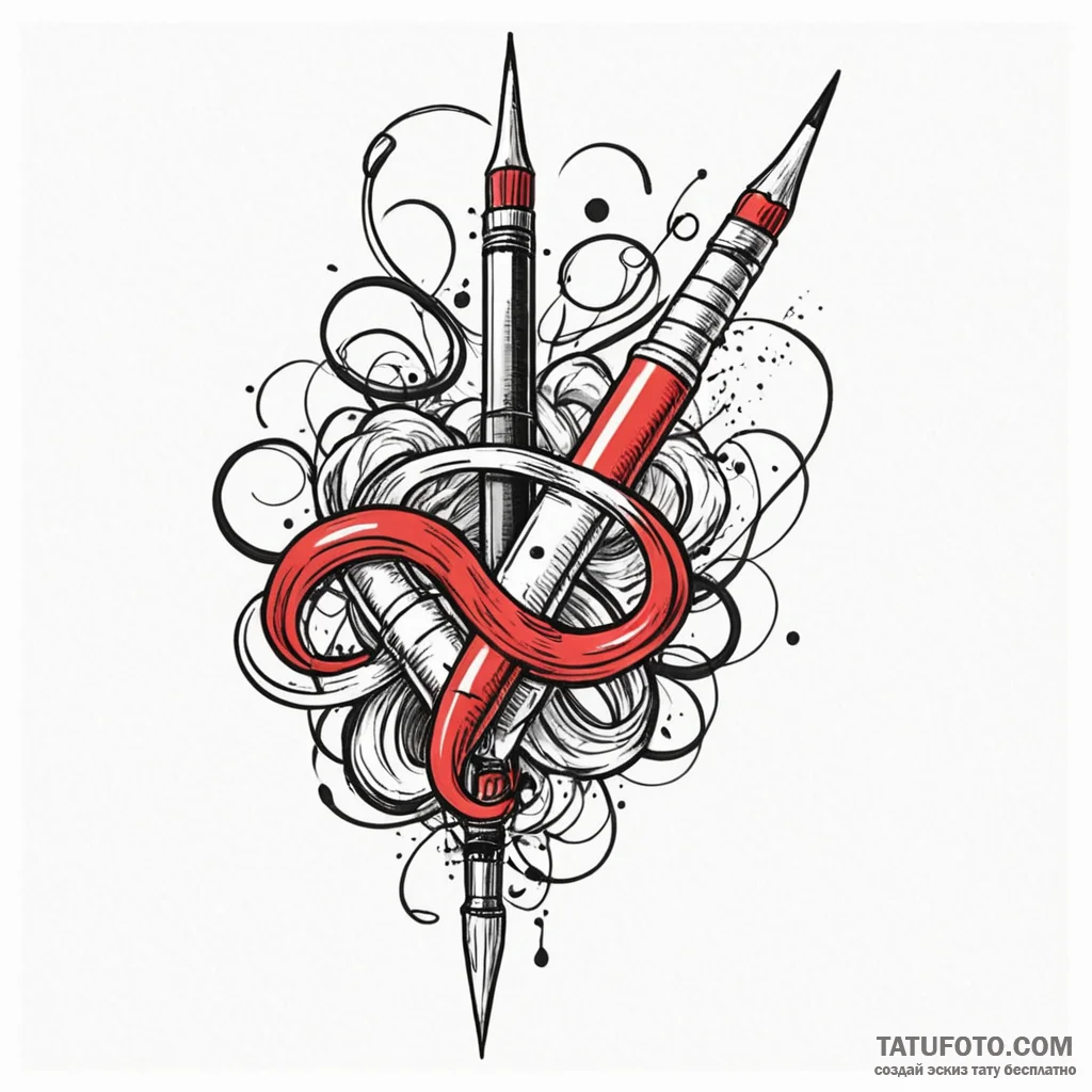 A sewing needle and thread, tattoo flash shee... - эскиз тату (№1750619216_0, 22.06.2025 19:06) — Tatufoto.com