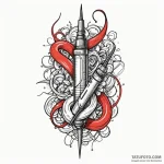 A sewing needle and thread, tattoo flash shee… — эскиз тату (№1750619216_1, 22.06.2025 19:06) — Tatufoto.com
