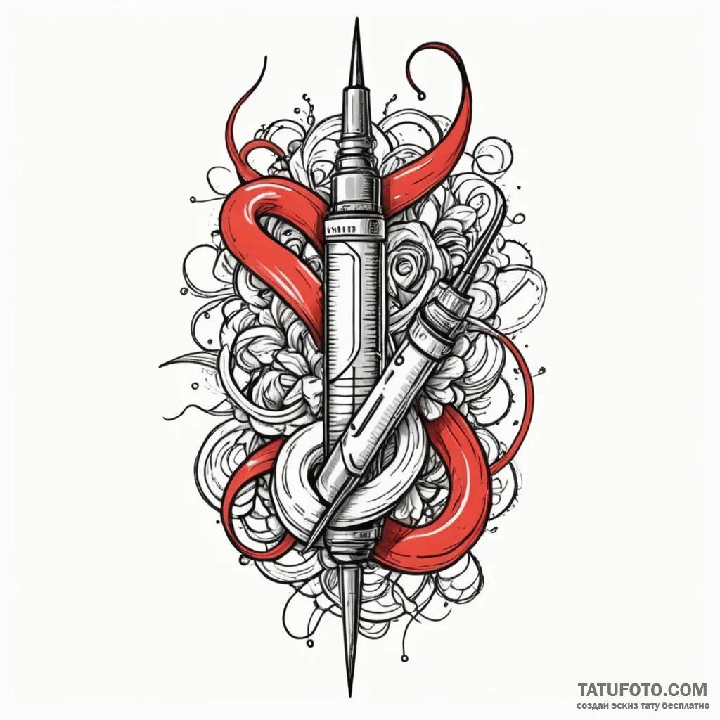 A sewing needle and thread, tattoo flash shee... - эскиз тату (№1750619216_1, 22.06.2025 19:06) — Tatufoto.com