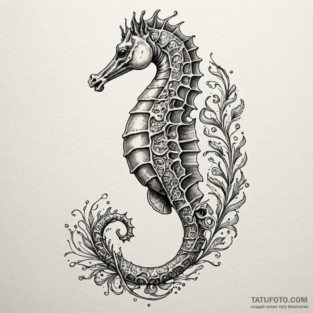 A hippocampus (mythological seahorse), artist... - эскиз тату (№1750620125_1, 22.06.2025 19:22) — Tatufoto.com