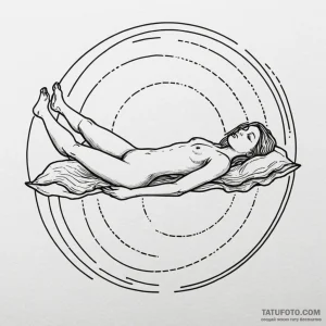 An astral projection of a figure hovering abo... - эскиз тату (№1750621135_0, 22.06.2025 19:38) — Tatufoto.com
