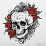 Pumpkin vine strangling relic, ink illustrati… — эскиз тату (№1750621235_0, 22.06.2025 19:40) — Tatufoto.com
