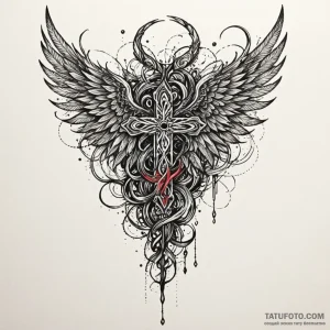 Glacial wings devouring starlight, tattoo lin... - эскиз тату (№1750621785_0, 22.06.2025 19:49) — Tatufoto.com
