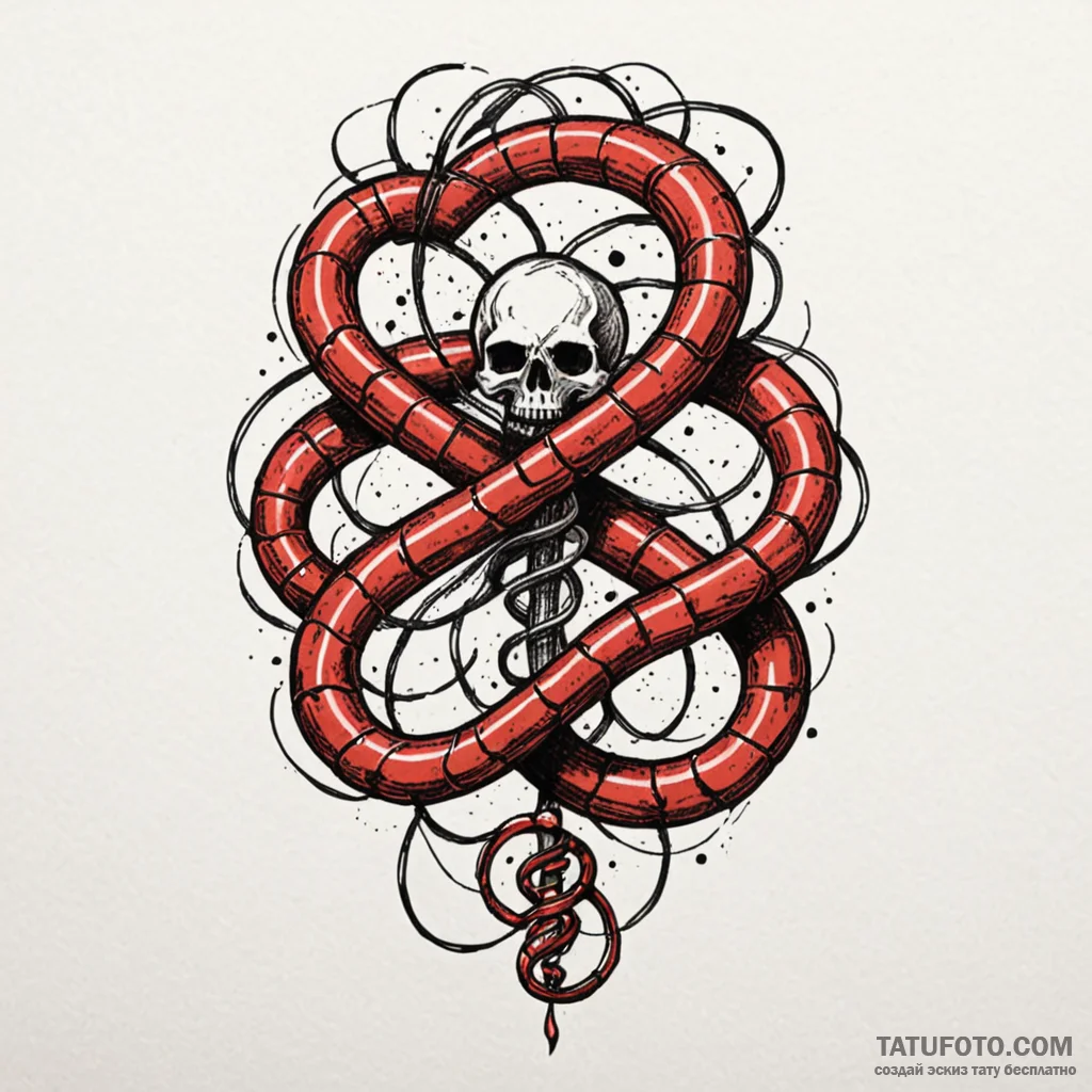 Atomic serpent around nuclear core, artistic... - эскиз тату (№1750621873_0, 22.06.2025 19:51) — Tatufoto.com