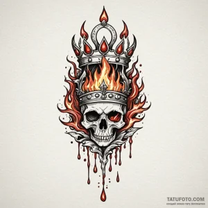 Blood crown dripping flame, tattoo drawing ou... - эскиз тату (№1750621961_0, 22.06.2025 19:52) — Tatufoto.com
