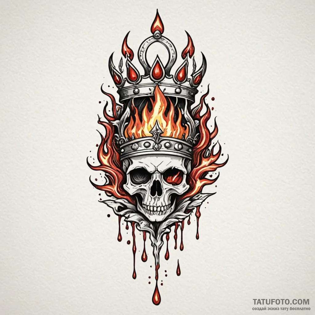 Blood crown dripping flame, tattoo drawing ou... - эскиз тату (№1750621961_0, 22.06.2025 19:52) — Tatufoto.com