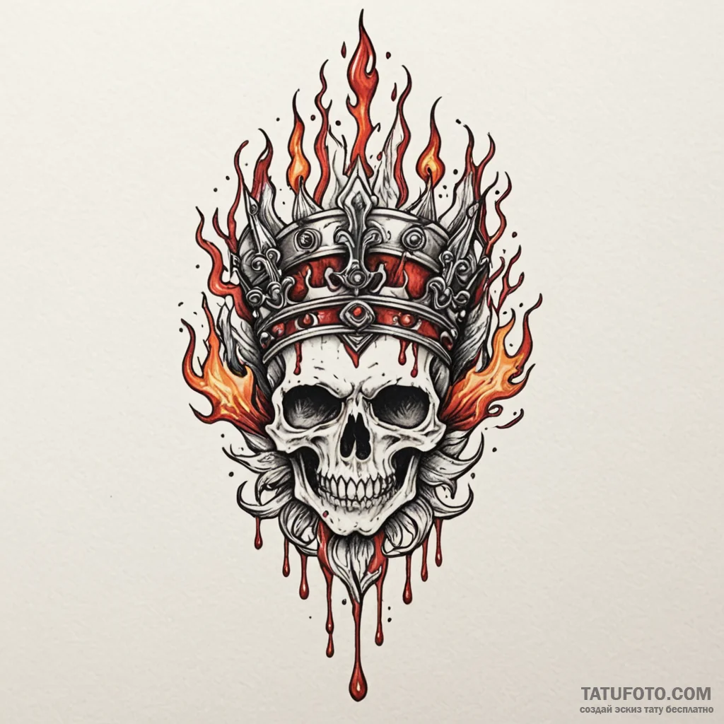 Blood crown dripping flame, tattoo drawing ou... - эскиз тату (№1750621961_1, 22.06.2025 19:52) — Tatufoto.com