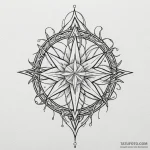 Morning star entwined with roots, tattoo line… — эскиз тату (№1750622054_0, 22.06.2025 19:54) — Tatufoto.com