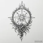 Morning star entwined with roots, tattoo line… — эскиз тату (№1750622054_1, 22.06.2025 19:54) — Tatufoto.com