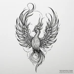 Phoenix feather burning in void, concept art… — эскиз тату (№1750622702_1, 22.06.2025 20:05) — Tatufoto.com