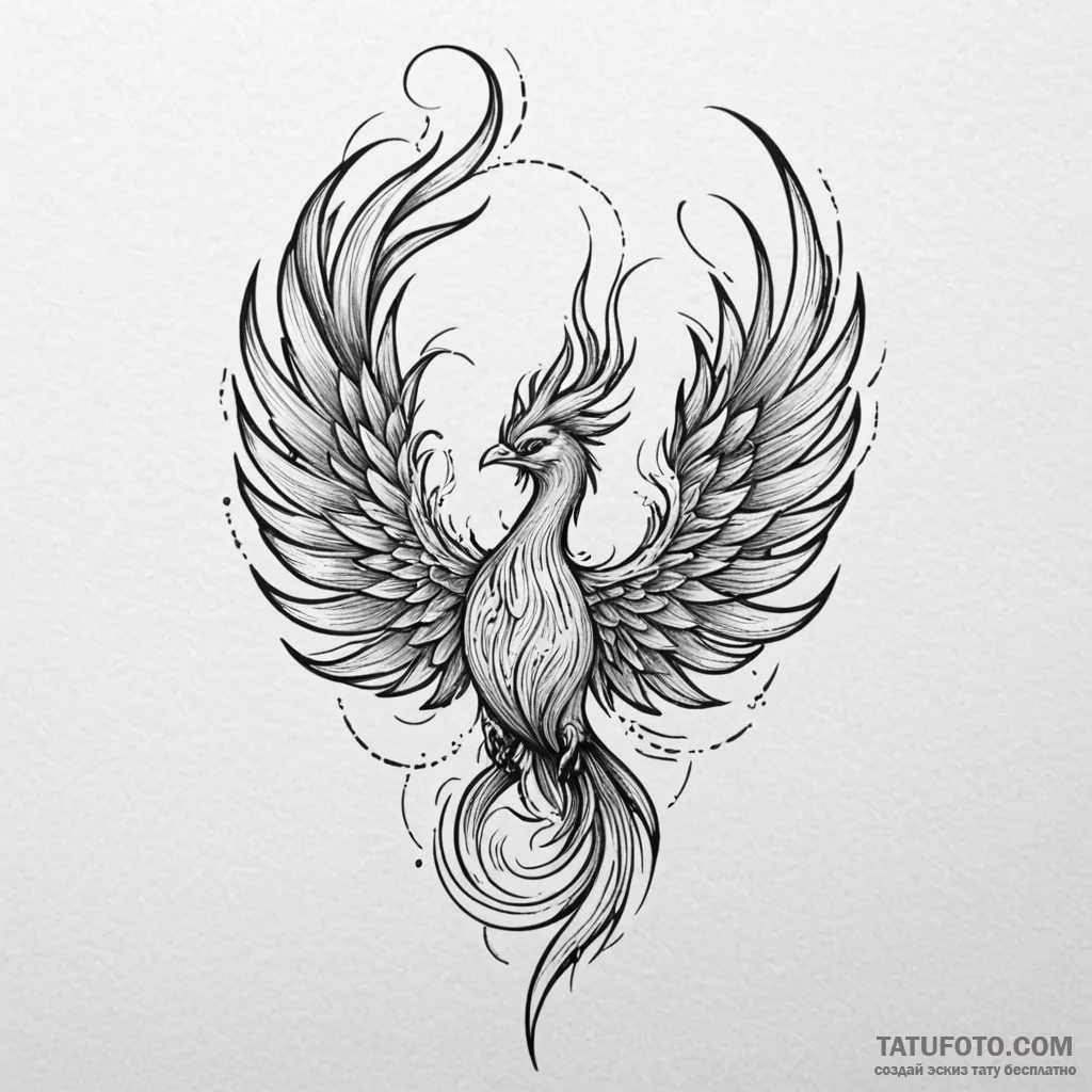 Phoenix feather burning in void, concept art... - эскиз тату (№1750622702_1, 22.06.2025 20:05) — Tatufoto.com
