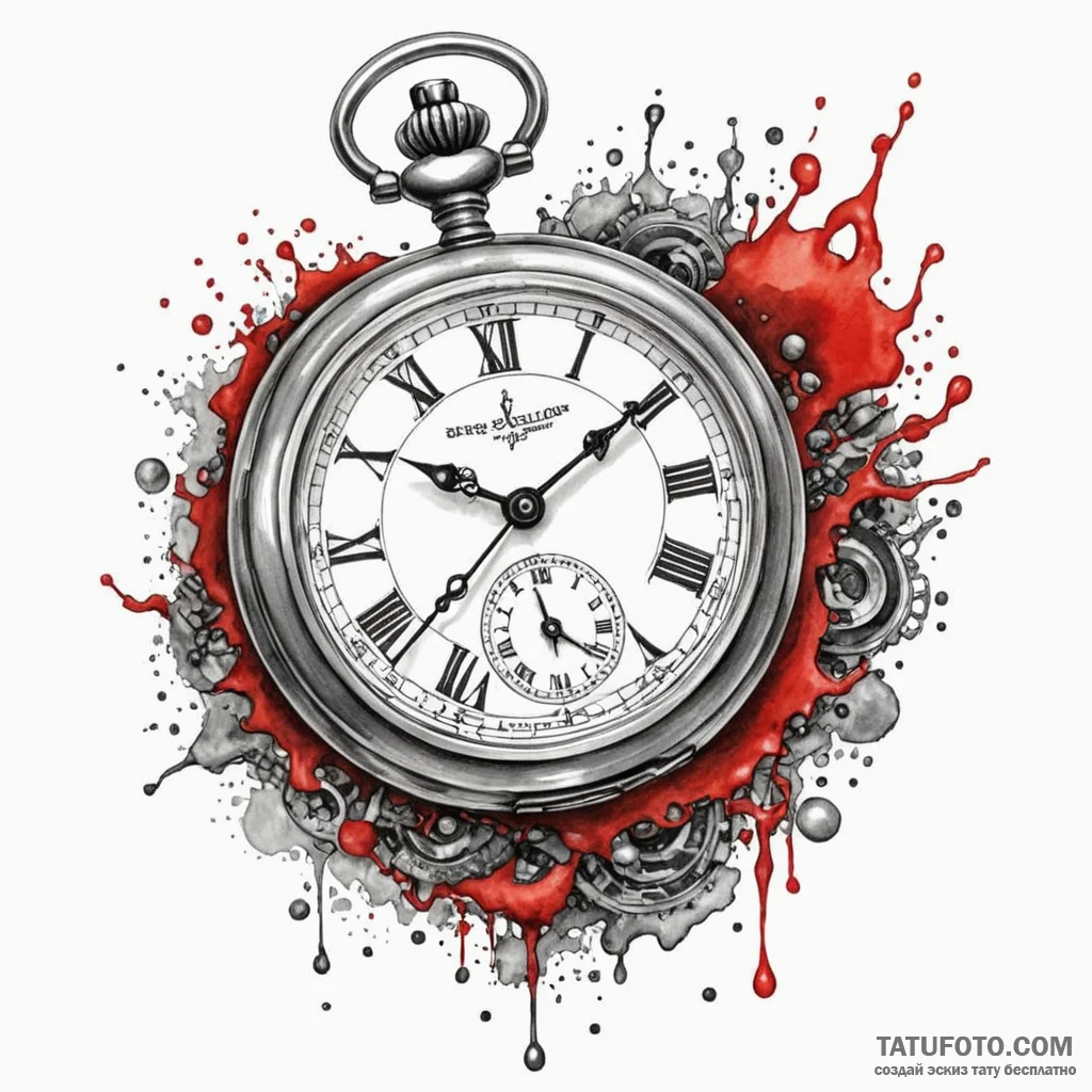 Antique pocket watch with hands frozen at a m... - эскиз тату (№1750622885_0, 22.06.2025 20:08) — Tatufoto.com
