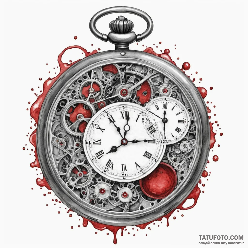 Antique pocket watch with hands frozen at a m... - эскиз тату (№1750622885_1, 22.06.2025 20:08) — Tatufoto.com