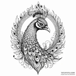 Peacock, ink illustration for tattoo, clear i... - эскиз тату (№1750623065_1, 22.06.2025 20:11) — Tatufoto.com