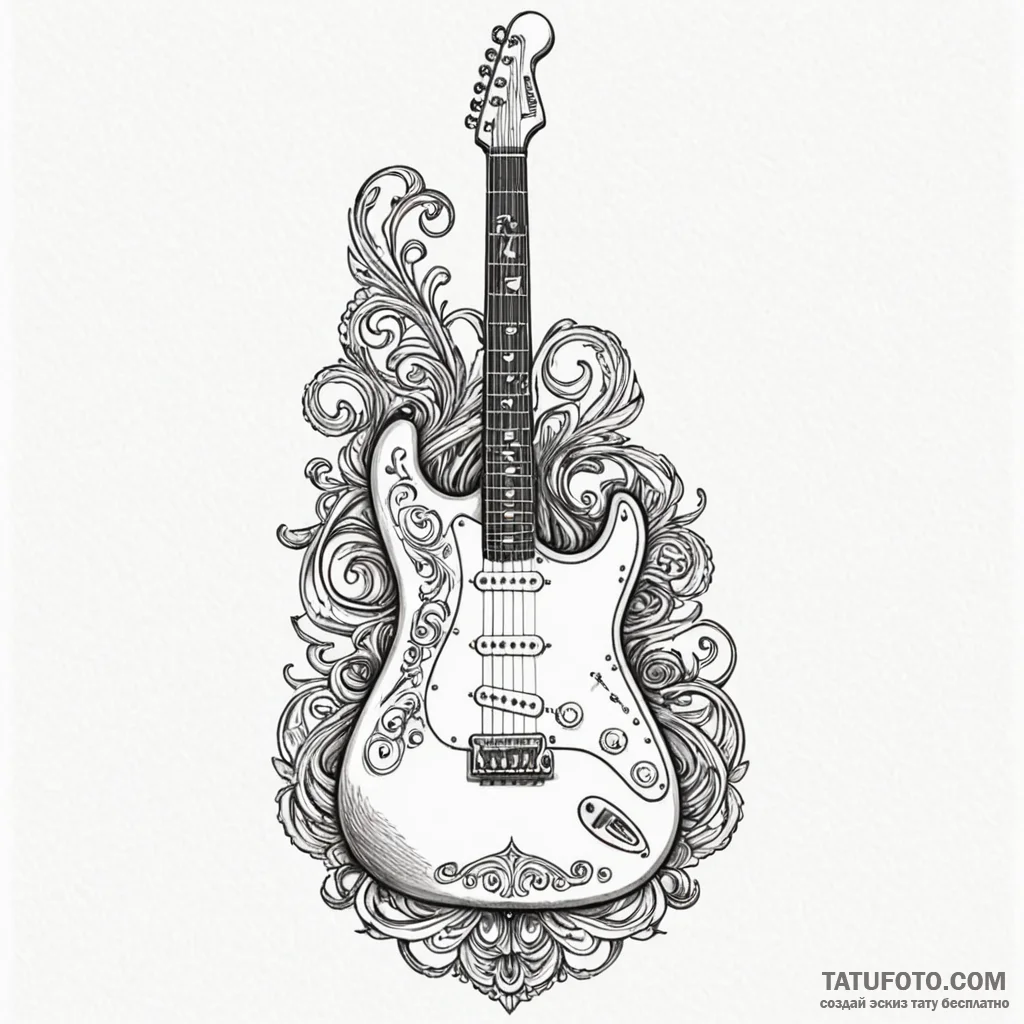 Fender guitar headstock, classic and recogniz... - эскиз тату (№1750623349_1, 22.06.2025 20:15) — Tatufoto.com
