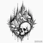 Yeti skull beneath frozen spire, artistic tat… — эскиз тату (№1750623650_0, 22.06.2025 20:20) — Tatufoto.com