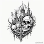 Yeti skull beneath frozen spire, artistic tat… — эскиз тату (№1750623650_1, 22.06.2025 20:20) — Tatufoto.com