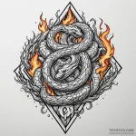 Burning seal with twin serpents, tattoo drawi… — эскиз тату (№1750623860_1, 22.06.2025 20:24) — Tatufoto.com