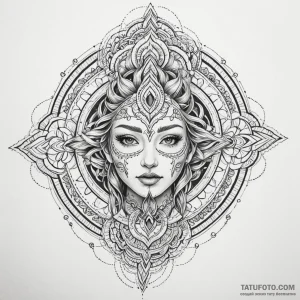 Mask frozen beneath spectral gate, tattoo ske... - эскиз тату (№1750624579_0, 22.06.2025 20:36) — Tatufoto.com