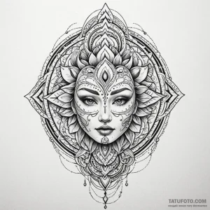 Mask frozen beneath spectral gate, tattoo ske... - эскиз тату (№1750624579_1, 22.06.2025 20:36) — Tatufoto.com