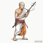 Komuso monk with broken flute, tattoo line ar… — эскиз тату (№1750624671_1, 22.06.2025 20:37) — Tatufoto.com
